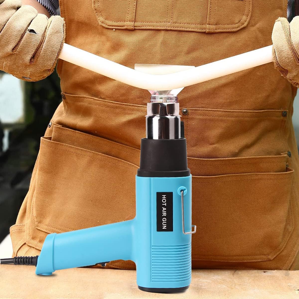 Heat Gun 1200W 140℉~932℉ (60℃-500℃) Heavy Duty Hot Air Gun Kit Variable Temperature Control with 2 Temperature Settings 2 Nozzles for Crafts, Shrink Wrapping, Candle Making, Epoxy Resin