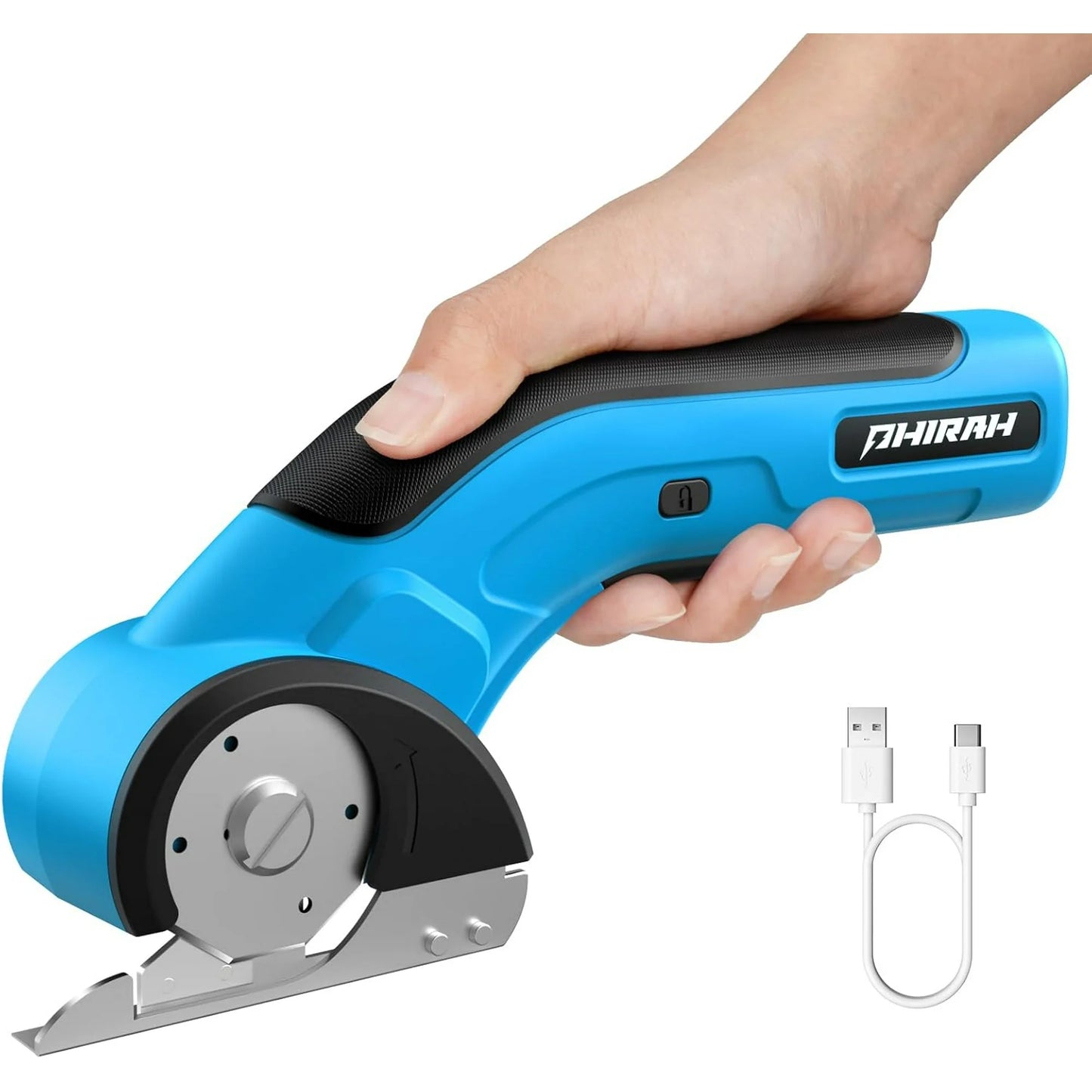 Cordless Electric Scissors, Electric Mini Cutter, Carpet & Cardboard Cutter Tool with a Replacement Blade/Charger, Rotary Cutter for Cardboard Packages Leather Plastic