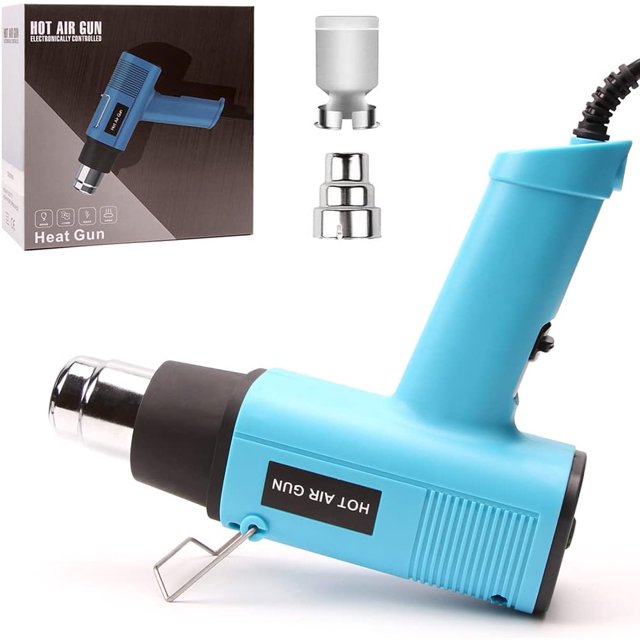 Heat Gun 1200W 140℉~932℉ (60℃-500℃) Heavy Duty Hot Air Gun Kit Variable Temperature Control with 2 Temperature Settings 2 Nozzles for Crafts, Shrink Wrapping, Candle Making, Epoxy Resin