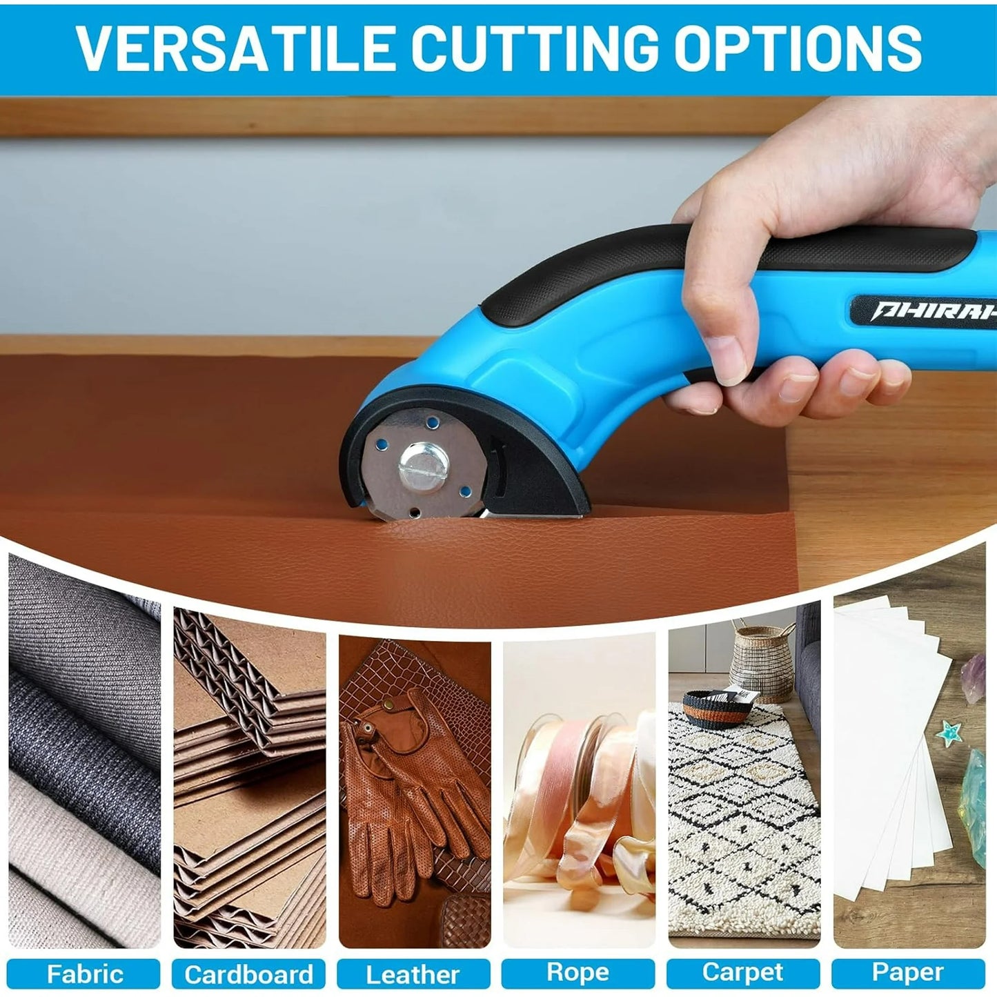 Cordless Electric Scissors, Electric Mini Cutter, Carpet & Cardboard Cutter Tool with a Replacement Blade/Charger, Rotary Cutter for Cardboard Packages Leather Plastic