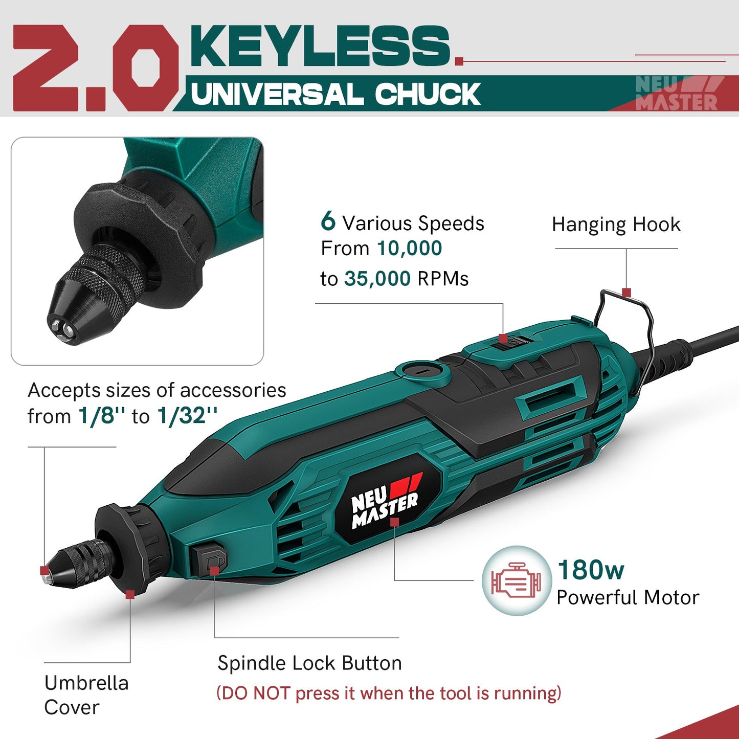 Neu Master 180W Rotary Tool Kit