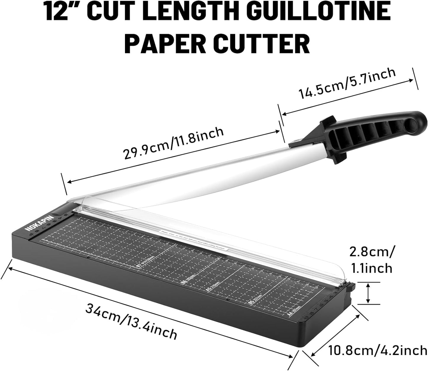 Tiagowell Guillotine Paper Cutter with Safety Guard and Blade Lock, 12" Cutting Length