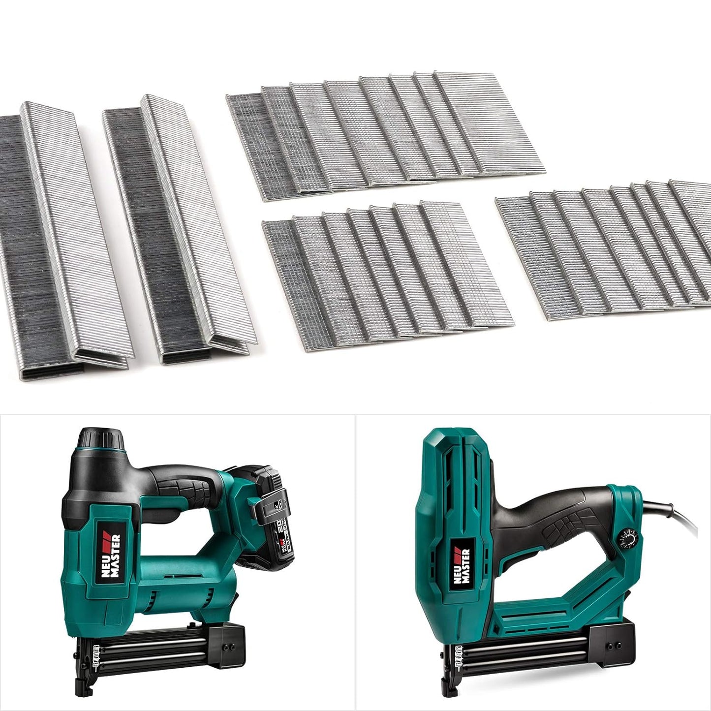 NEU MASTER Heavy Duty 1/4" Narrow Crown Staples and 18GA Brad Nails Combo