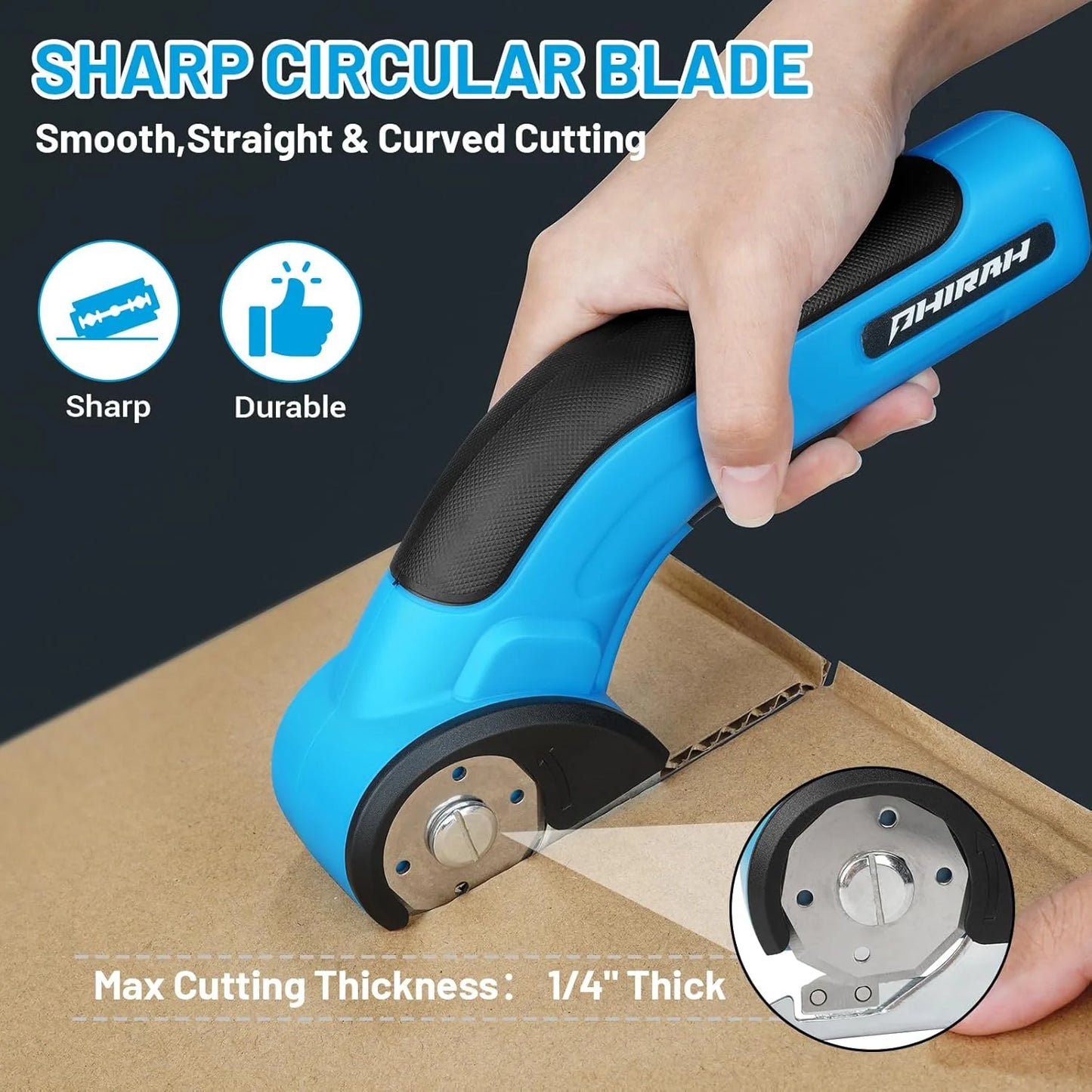 Cordless Electric Scissors, Electric Mini Cutter, Carpet & Cardboard Cutter Tool with a Replacement Blade/Charger, Rotary Cutter for Cardboard Packages Leather Plastic