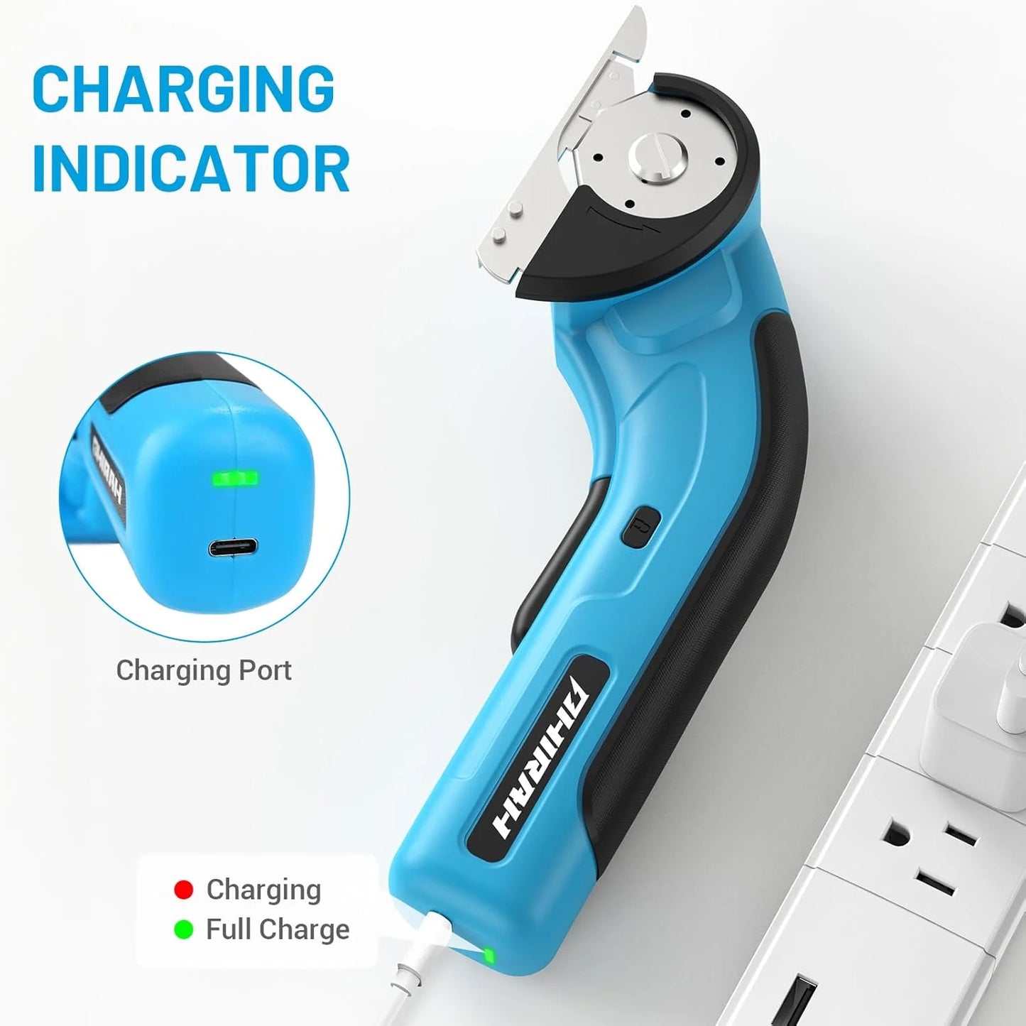 Cordless Electric Scissors, Electric Mini Cutter, Carpet & Cardboard Cutter Tool with a Replacement Blade/Charger, Rotary Cutter for Cardboard Packages Leather Plastic