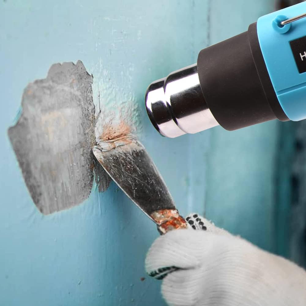 Heat Gun 1200W 140℉~932℉ (60℃-500℃) Heavy Duty Hot Air Gun Kit Variable Temperature Control with 2 Temperature Settings 2 Nozzles for Crafts, Shrink Wrapping, Candle Making, Epoxy Resin