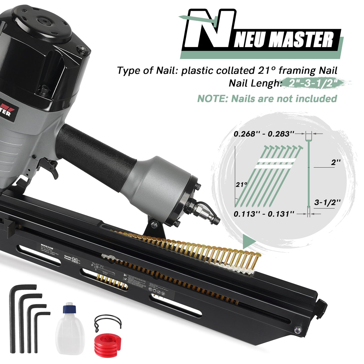 Neu Master Pneumatic Framing Nailer NFN9021