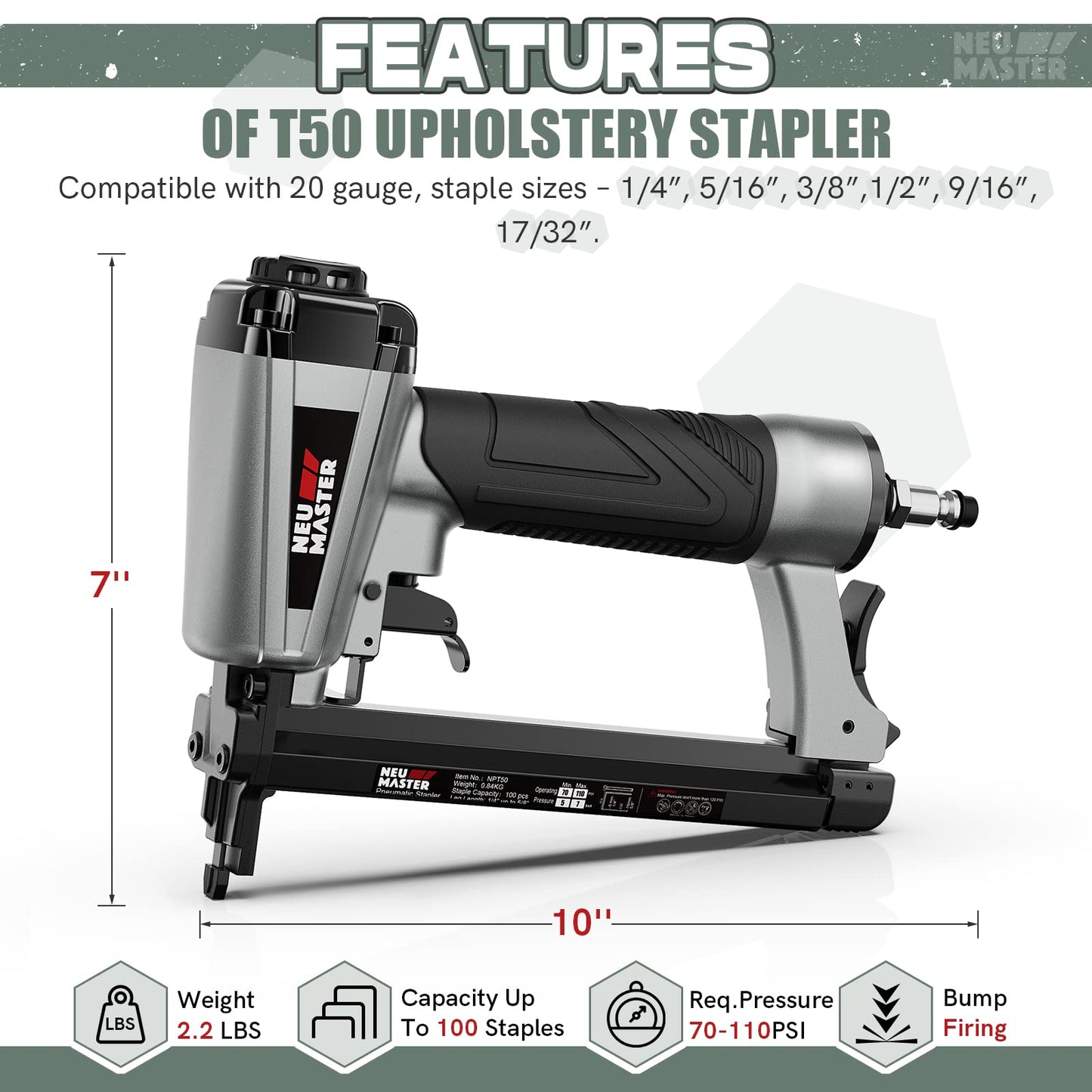 Neu Master Pneumatic Staple Gun NPT50