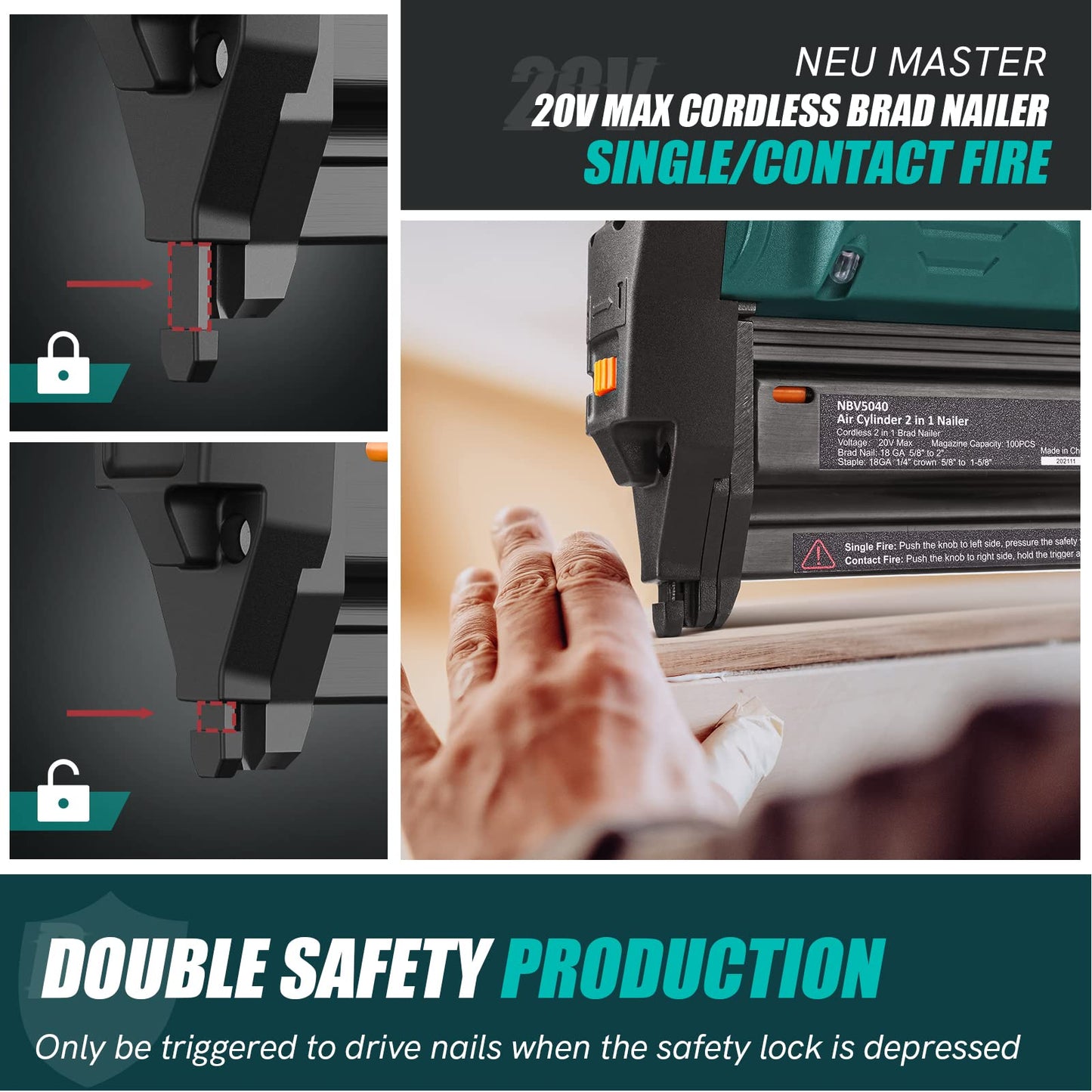 Neu Master Cordless Brad Nailer NBV5040