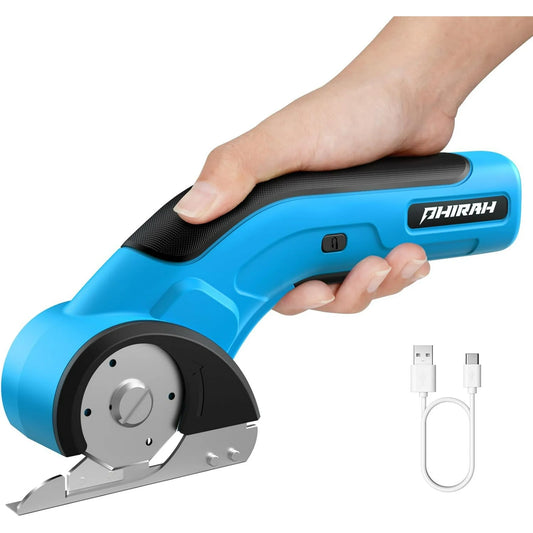 Cordless Electric Scissors, Electric Mini Cutter, Carpet & Cardboard Cutter Tool with a Replacement Blade/Charger, Rotary Cutter for Cardboard Packages Leather Plastic