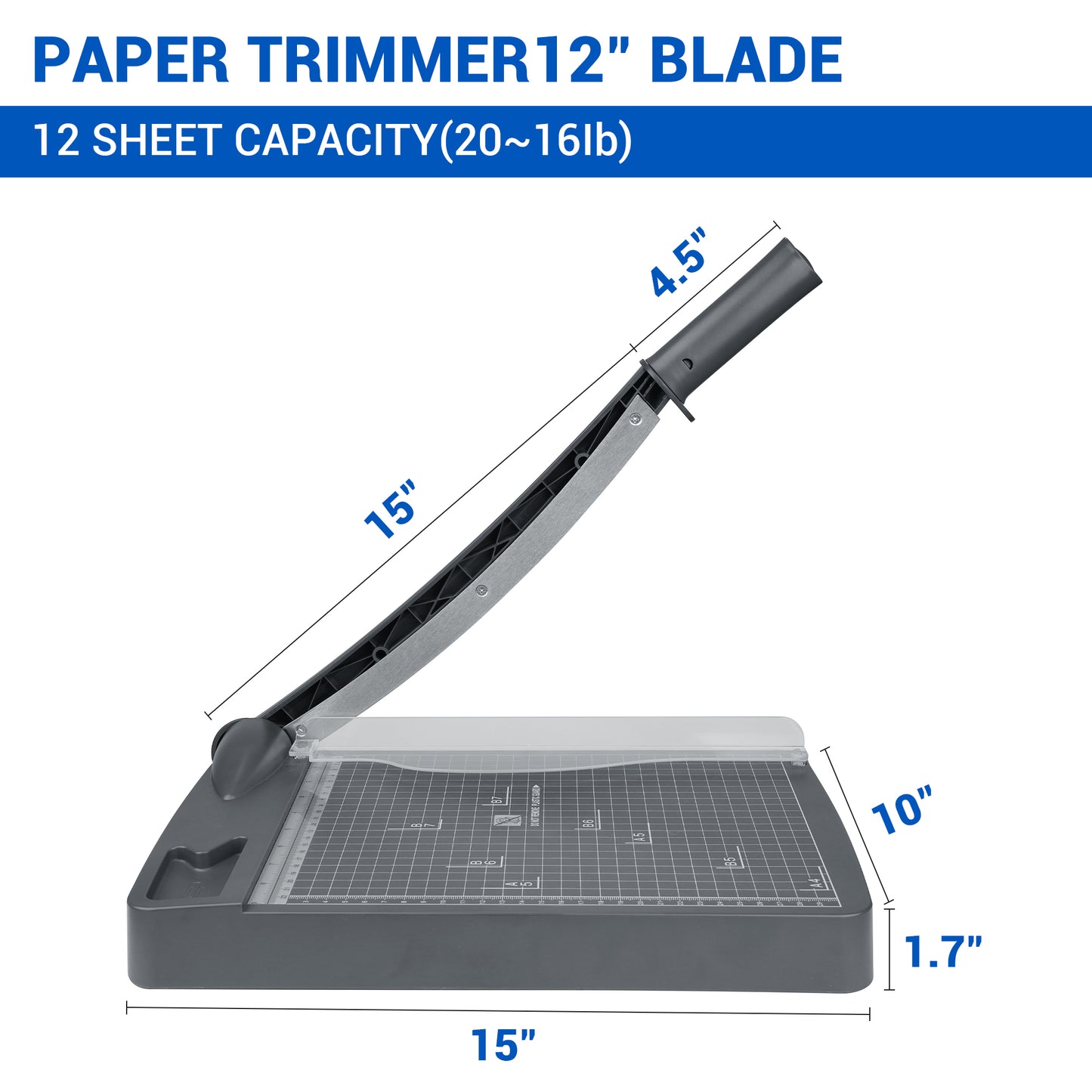 Paper Cutter 12" Cut Length Paper Trimmer, Guillotine Trimmer with 12 sheet Capacity Paper Cutting Board, Heavy Duty Guillotine Paper Cutters and Trimmers for Cardstock Paper Crafts Paper Slicer