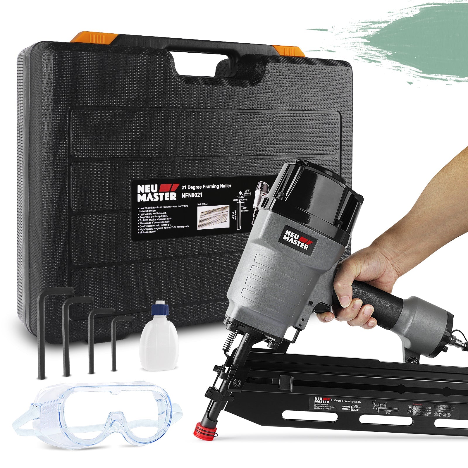 thumbnail image 2 of Framing Nailer | Pro Of Pneumatic Nailers | 30 Degree Accepts 2-Inch To 3-1/2-Inch Paper 2 of 11