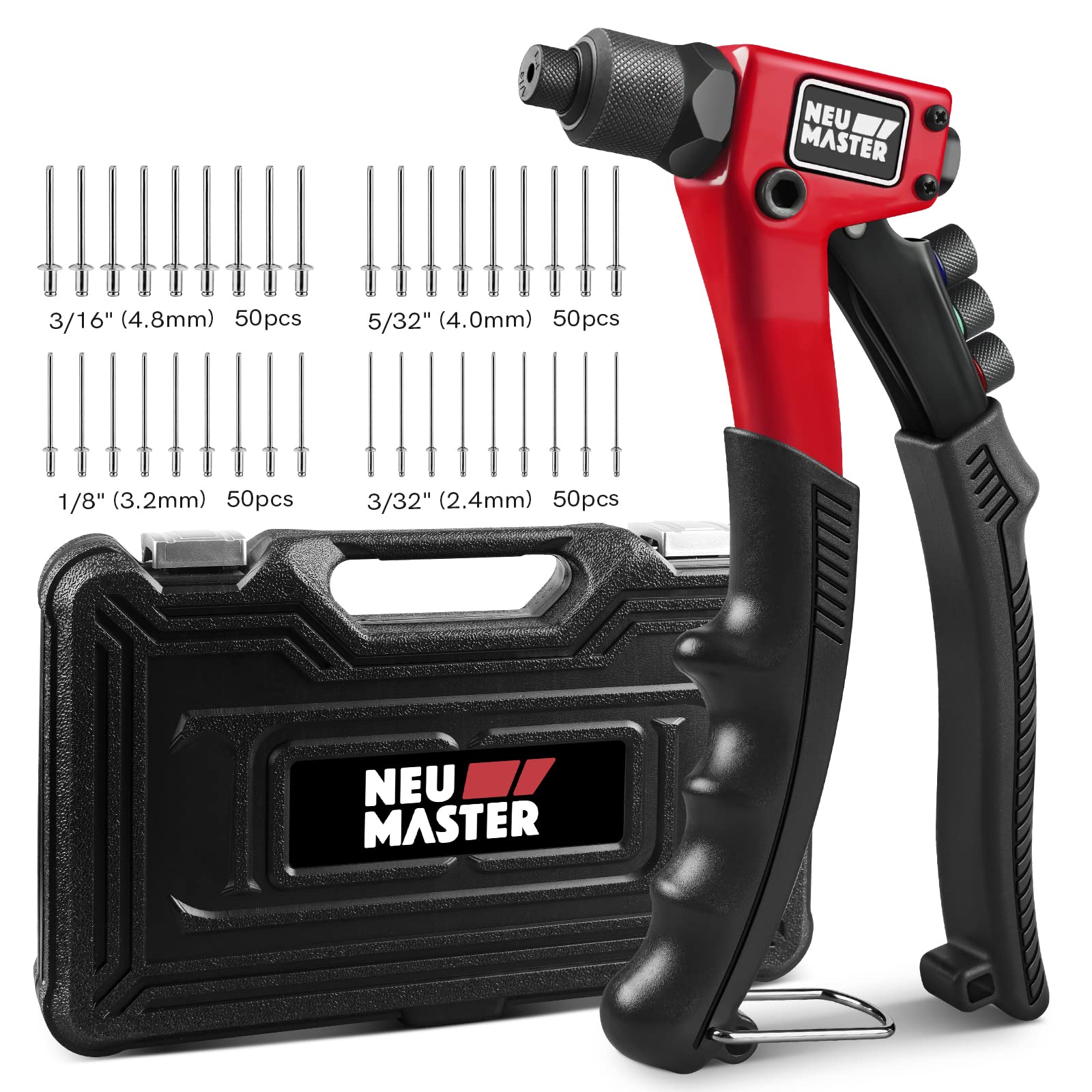 TACKLIFE Rivet Gun, Hand Riveter, With 40pcs Metal Rivets Professional Riveter