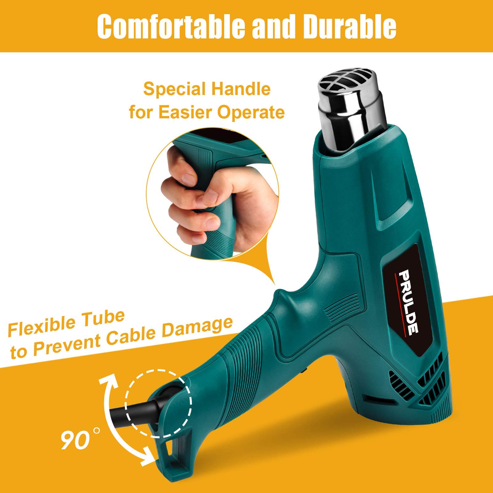 Heat Gun Variable Temperature, PRULDE N2030 Hot Air Gun with LCD