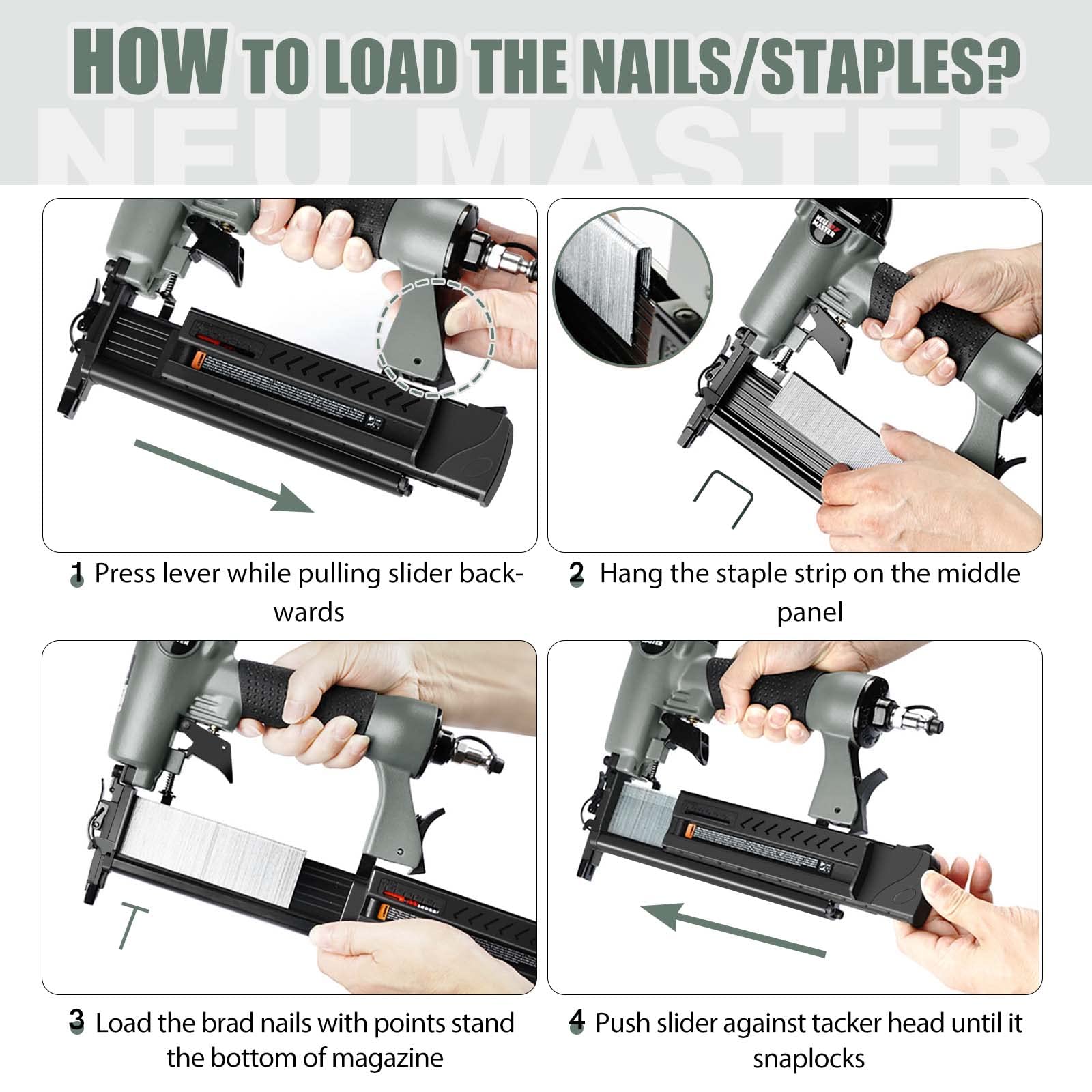 Cordless Staple Gun,2 in 1 Electric Brad Nailer for Upholstery – NeuMaster